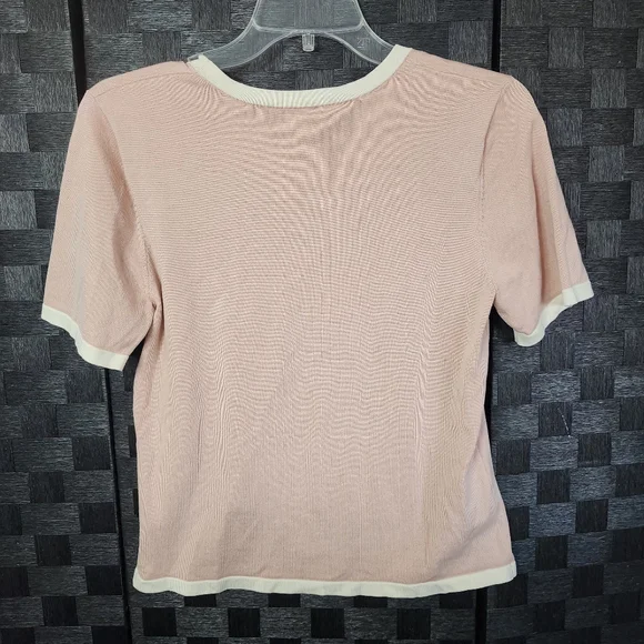 Pendleton Light Pink Women's Cardigan Sweater Set With Bow Accents - Picture 7 of 7